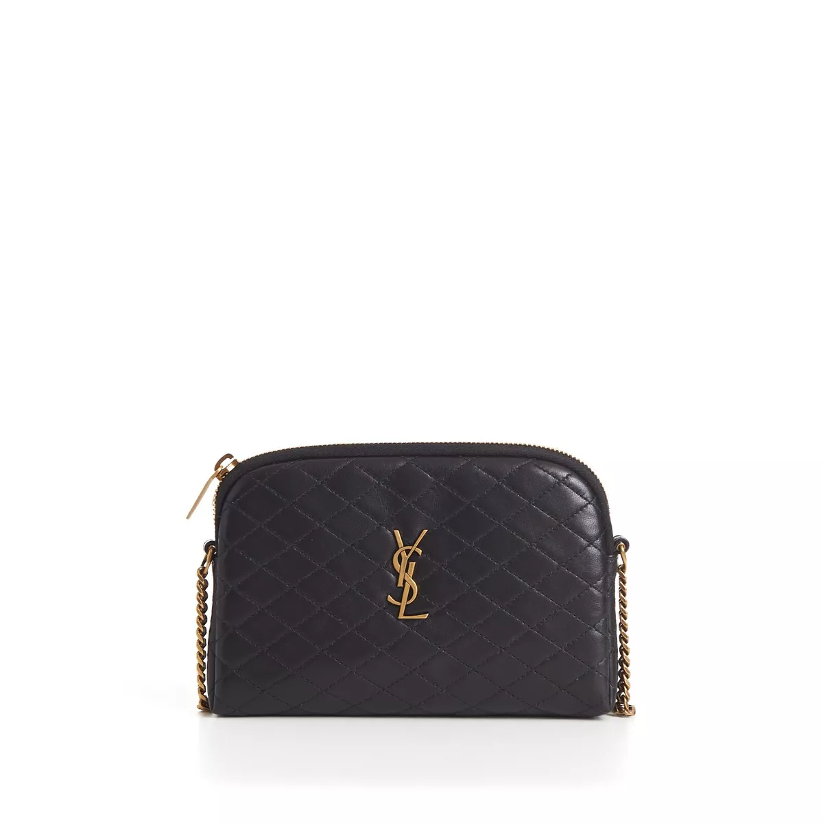 Saint Laurent Monogram YSL Quilted Wristlet Pouch Bag