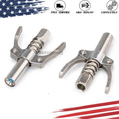 2X Grease Gun Coupler Double Handle High Pressure Quick Release Lock Oil Nozzles