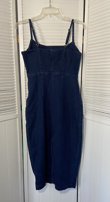 Denim Dungaree Jeans Dress Primark Miou Muse Womens S Denim Dress  Sleeveless Blue Jean NWT Midi