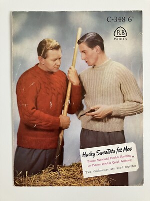 Patons C-348 6D original vintage Strickanleitung Pullover Herren 2 Muster