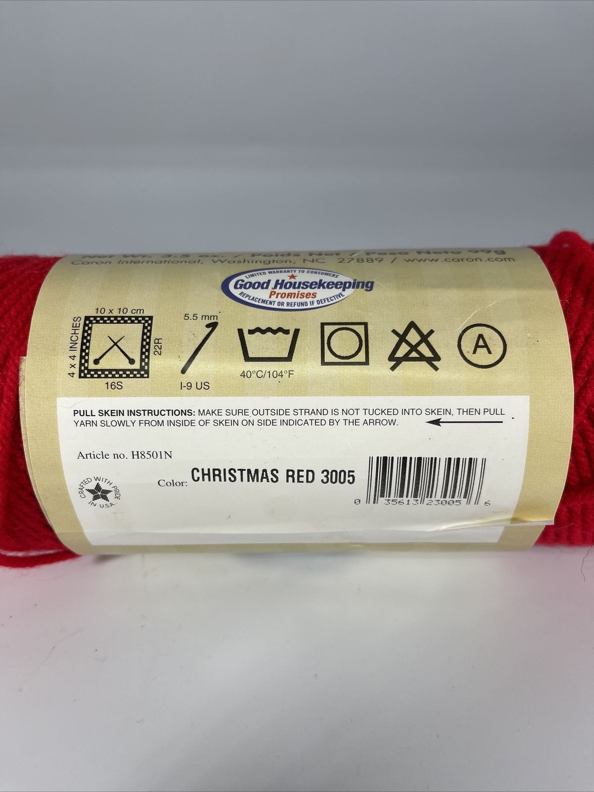 Caron Wintuk Acrylic Worsted Weight Yarn - 1 Skein Christmas Red #3005 ...