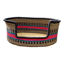 Dog Bed Basket, Woven Rattan Dog/Cat Bed,Puppy Bed 24x15 inches,Handmade Pet Bed