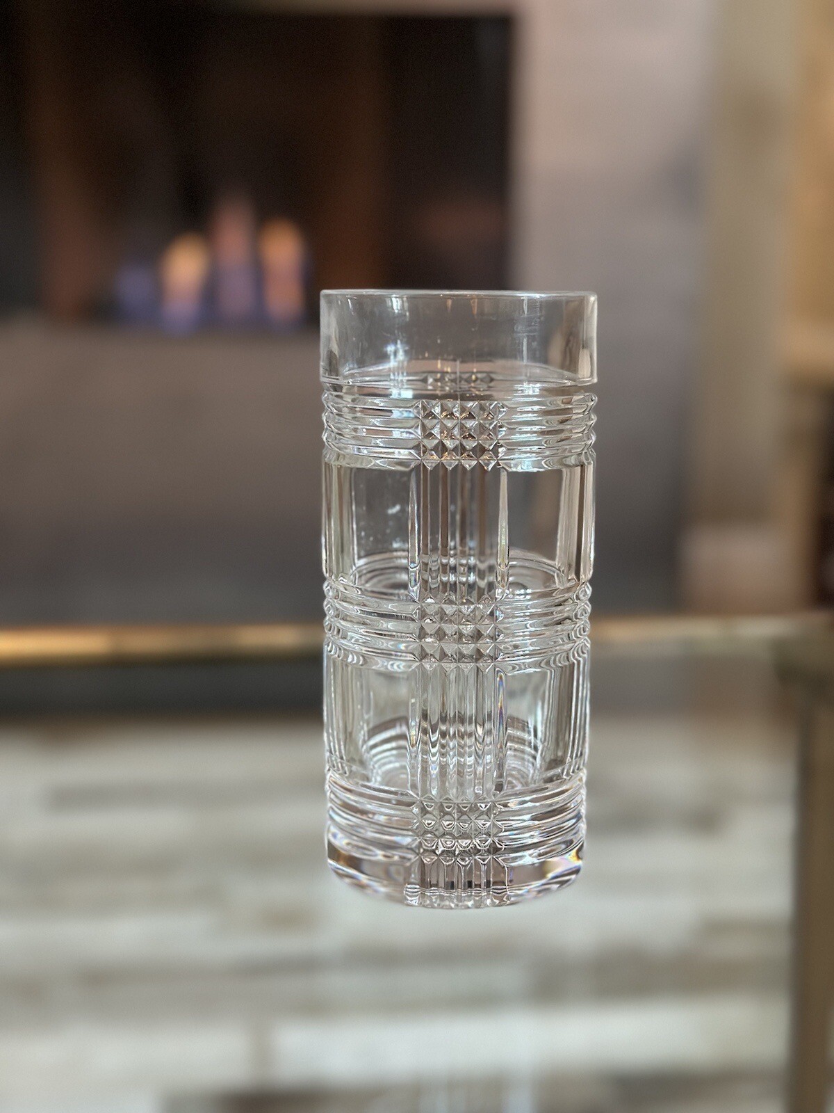 Ralph Lauren glassware RLL Crystal Glen Plaid 6" Highball drinking