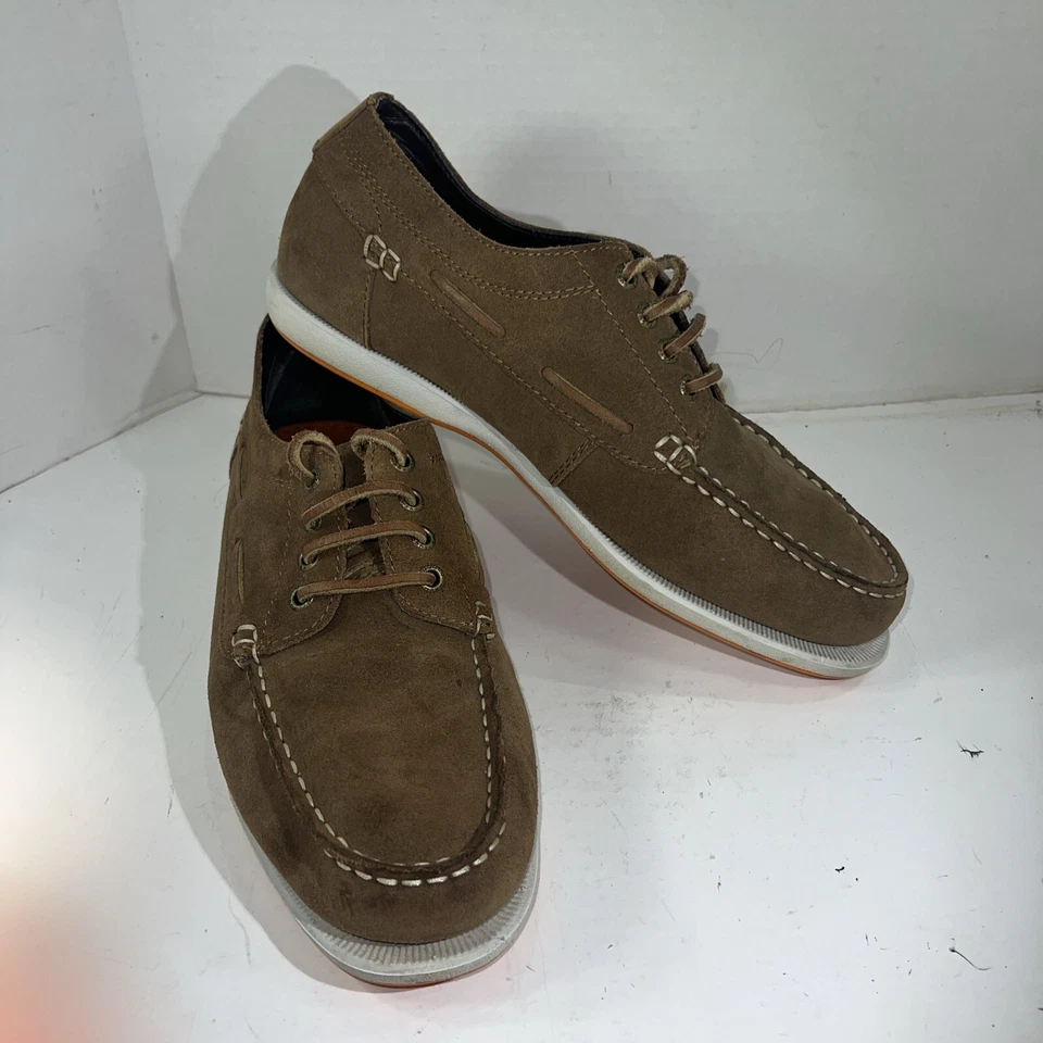 Resistente Tiburón Ballenero Barco Zapatos Informales Marrón Gamuza Suela Blanca Talla 9.5M Foto 3 de 4