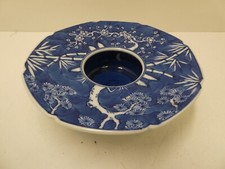 IKEBANA POTTERY VASE STUDIO ART BLUE WHITE GLAZE CHERRY TREE BAMBOO TROUGH BOWL