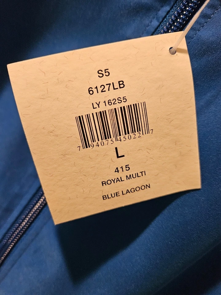 Chaqueta cortavientos de colección nueva con etiquetas Evan Picone E P Pro azul real cremallera completa talla L Foto 3 de 4