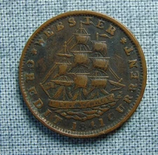 1841 HARD TIMES TOKEN ~ DANIEL WEBSTER ~ NOT ONE CENT ~ COPPER ~  HT6