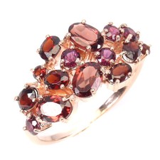 Summer 925 Silver Ring Oval Mozambique Rhodolite Garnet Gemstone Jewelry Sz 8