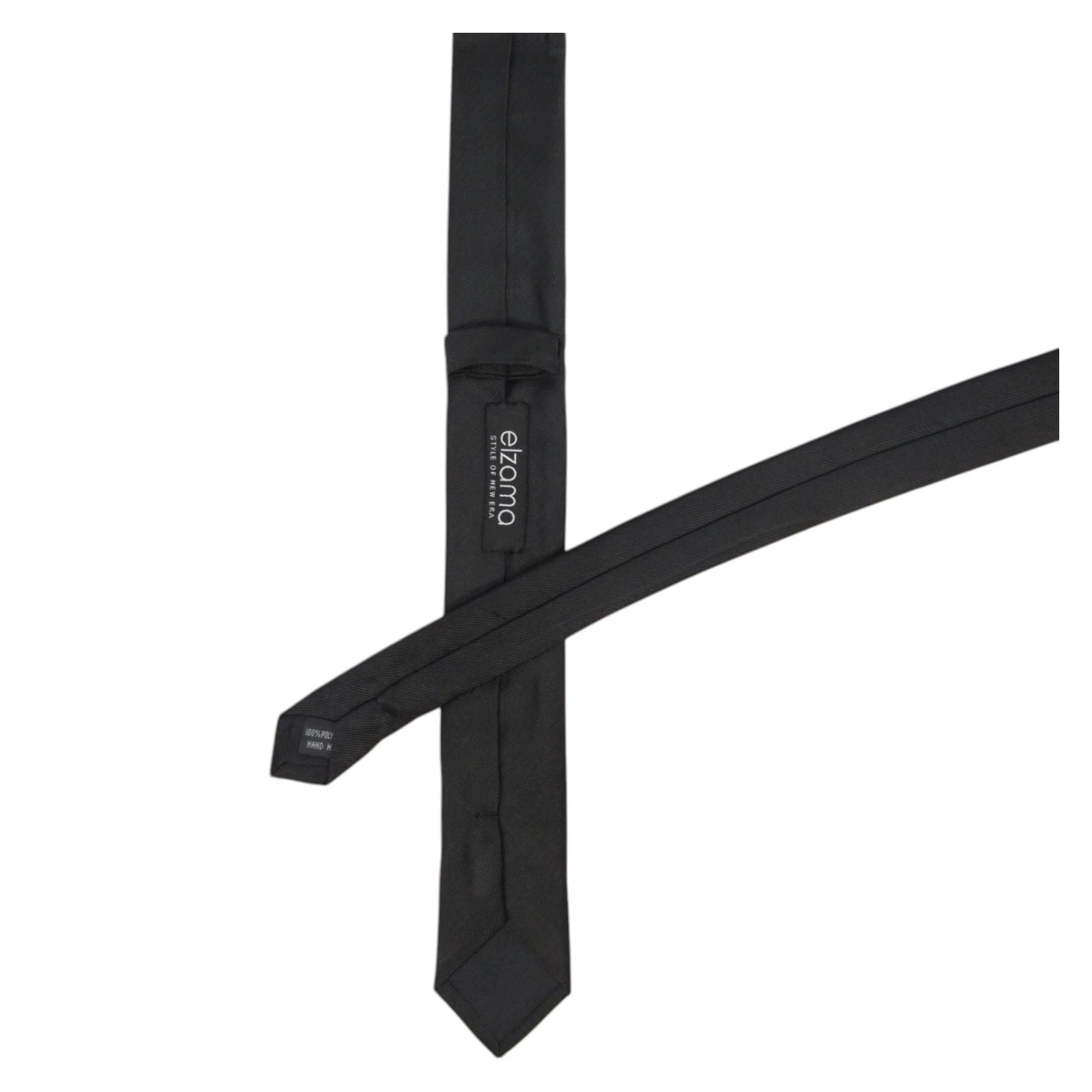 ELZAMA Mens Skinny Tie Black Solid Slim 2.0 Dress Narrow Modern Fashion Necktie - product detail image 4