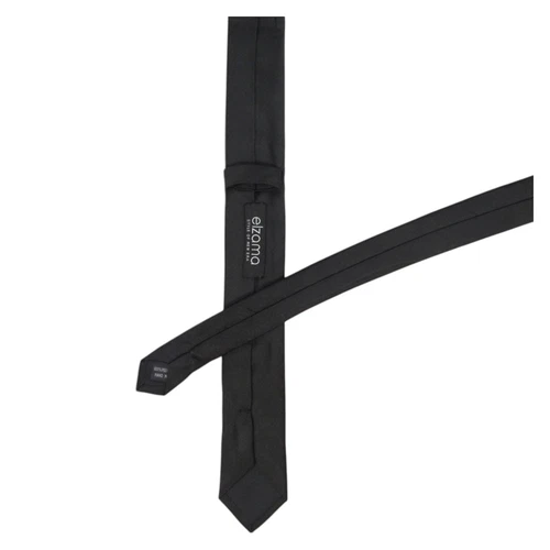 ELZAMA Mens Skinny Tie Black Solid Slim 2.0 Dress Narrow Modern Fashion Necktie image 4