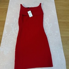 Windsor Red Bodycon Square Neckline Ribbed Dress