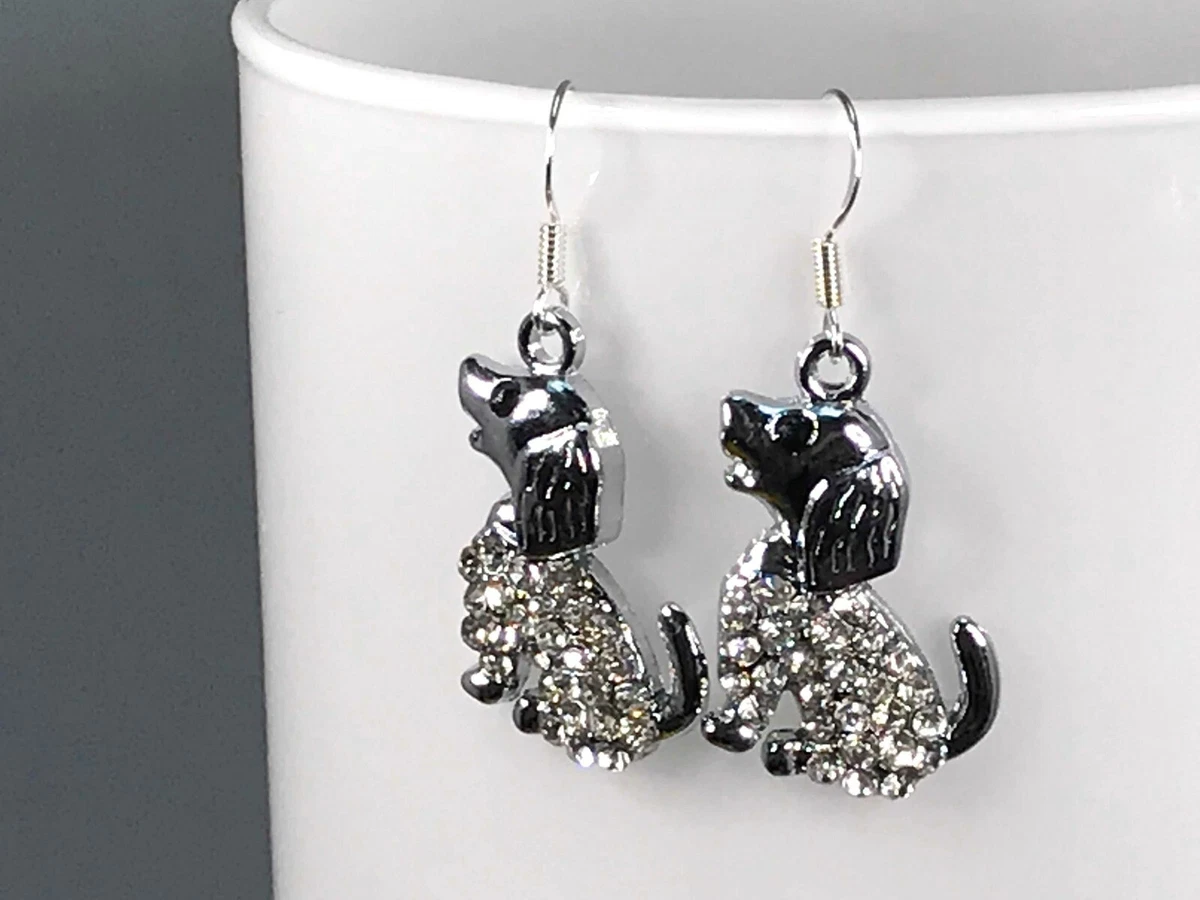 CRYSTAL DOG EARRINGS cute earrings cool quirky dog lovers kawaii
