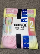 NWT Girl's Hurley 2 Pack Blue Pink Tie Dye Sleep Lounge Pants Sz Medium 10 - 12