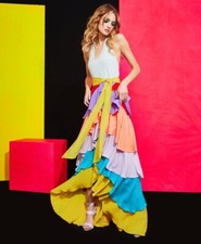 Alice Olivia Elmira Maxi Ruffle Dress Size 2 NWOT