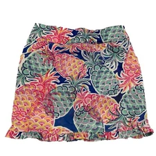 JEAN-PIERRE KLIFA Women's Medium Pineapple Print Skort Pockets Ruffle Hem Multi