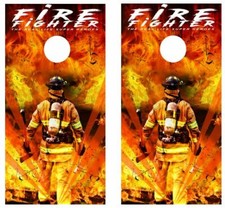 Fire Fighter Hero Cornhole Board Wrap LAMINATED Wrap Decal Vinyl Sticker 4211