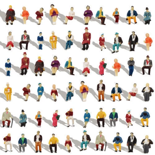 50*Alle Sitzend 1:87 Bemalte Figuren Passagier HO Scale Sitzende Menschen DE - Bild 1 von 7