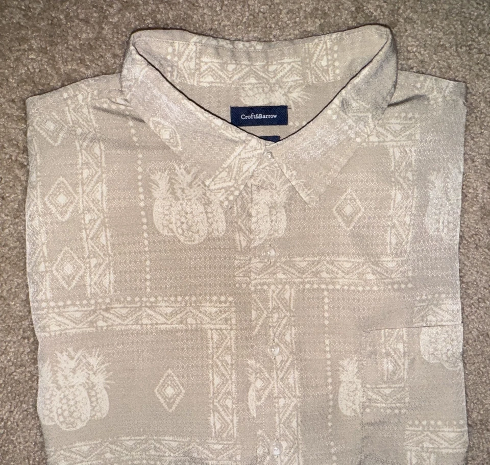 Mens Croft & Barrow Easy Care Pineapple Button Up Shirt XXL 2XL - EUC - Image 2 of 2