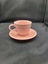 Fiestaware Rose Pink Tea Cup & Saucer Set Fiesta 3.5" USA HLC