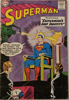 Superman #126 Jan 1959 - Superman's Lost Identity - Complete Cover Detached