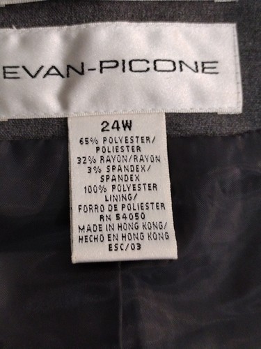 Evan-Picone Blazer 24W Gray Lined Full Zipper Suit Jacket Stretch - Picture 13 of 22