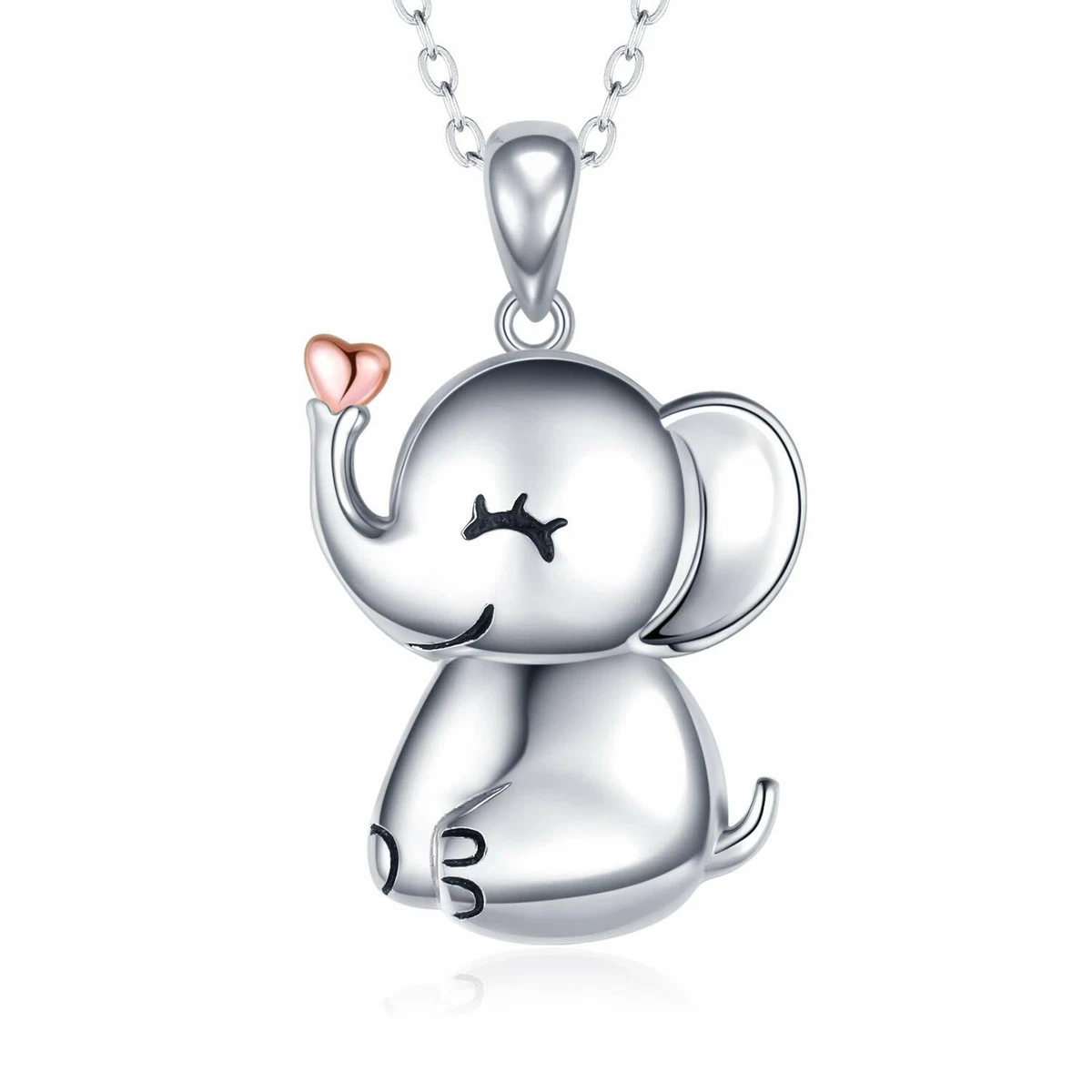 MANBU 925 Sterling Silver Cute Necklace Luck Elephant Pendant