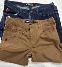 Lot Of 2 Hawx FR 34x34 Double Knee Work Gear Pants. Blue And Brown. *see Desc