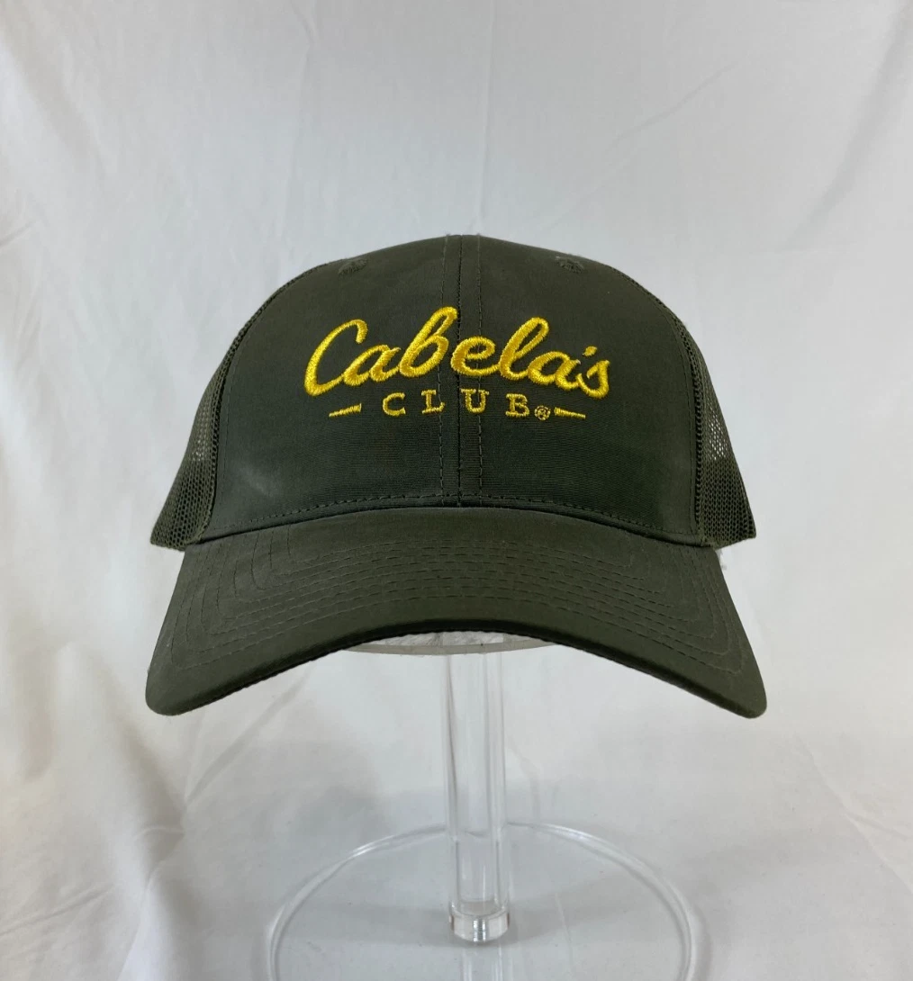 Cabelas Club Baseball Cap Snapback Hat Mesh Back Olive Green Hunting Outfitter