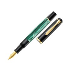 Penna stilografica Pelikan Souverän M200 Deluxe pennino fine nero verde eleganza