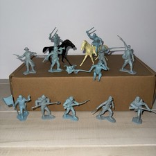 VTG Marx Civil War Union Infantry Light Blue 15 Asst Figures Toy Soldiers Read