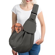 Dog Carrier Sling Thick Padded Shoulder Strap Adjustable Cat Puppy Grey Large