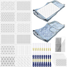 Wavwavw 89 Pcs Sashiko Embroidery Kit - Traditional Geometric Patterns, Water So