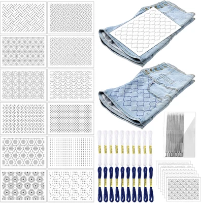 Wavwavw 89 Pcs Sashiko Embroidery Kit - Traditional Geometric Patterns, Water So - Image 1 of 4