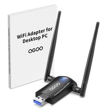 WiFi Adapter for Desktop PC, QGOO Wireless AC1300Mbps USB 3.0 AC-1300, black