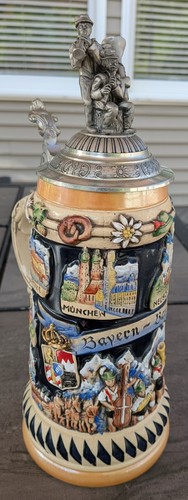 Authentic King Werk German Stein Limited Edition Handmade Pewter Lid 3 man  band