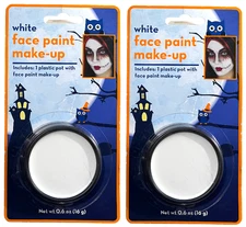 2pk Large Size 0.6oz each Oil-Based CLOWN WHITE FACE PAINT Halloween Make-Up 9z