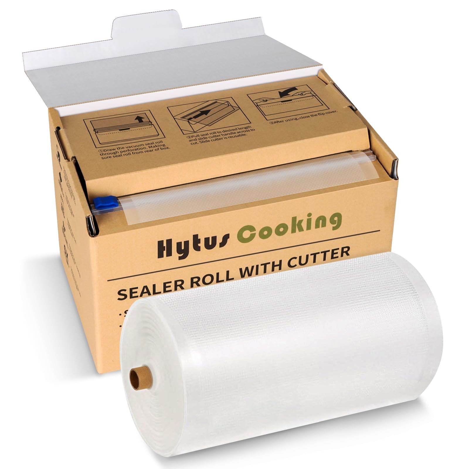 HytusCooking 8x150 Food Vacuum Sealer Bags Rolls with Cutter Dispenser for Freshness Storage