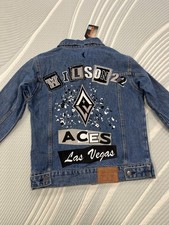 FISLL Women's A'ja Wilson Las Vegas Aces WNBA Graffiti Denim Jacket Small $120