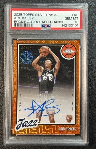 ACE BAILEY PSA 10 2025 TOPPS CHROME 1980-81 AUTO ORANGE MOJO REFRACTOR RC 6/25