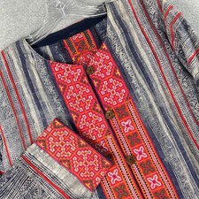 Womens Thai Hmong Jacket Indigo-dyed Embroide...