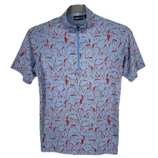 Kerrits Equestrian Polo Shirt Girls Large Blue Horse Print 1/4 Zip Horse Riding