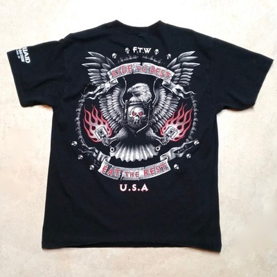 Vintage 2001 Iron Cannibal Choppers Eagle Skull Motorcycle T-Shirt Men s Large