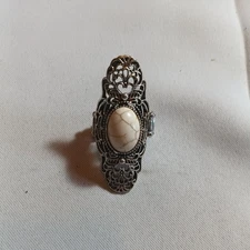 Paparazzi EGO TRIPPIN' silver/white ring stretch band