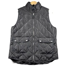 Woolrich Women Quilted Vest Full Zip Puffer Outerwear Down Filled Black Large