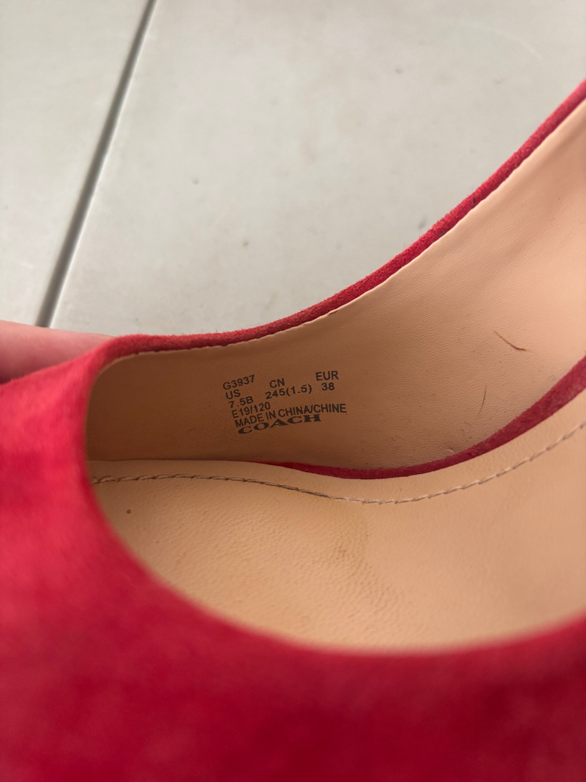 Coach Waverly Suede Pumps Womens Size 7.5 B Red Beadchain Heels G3937 thumbnail 6