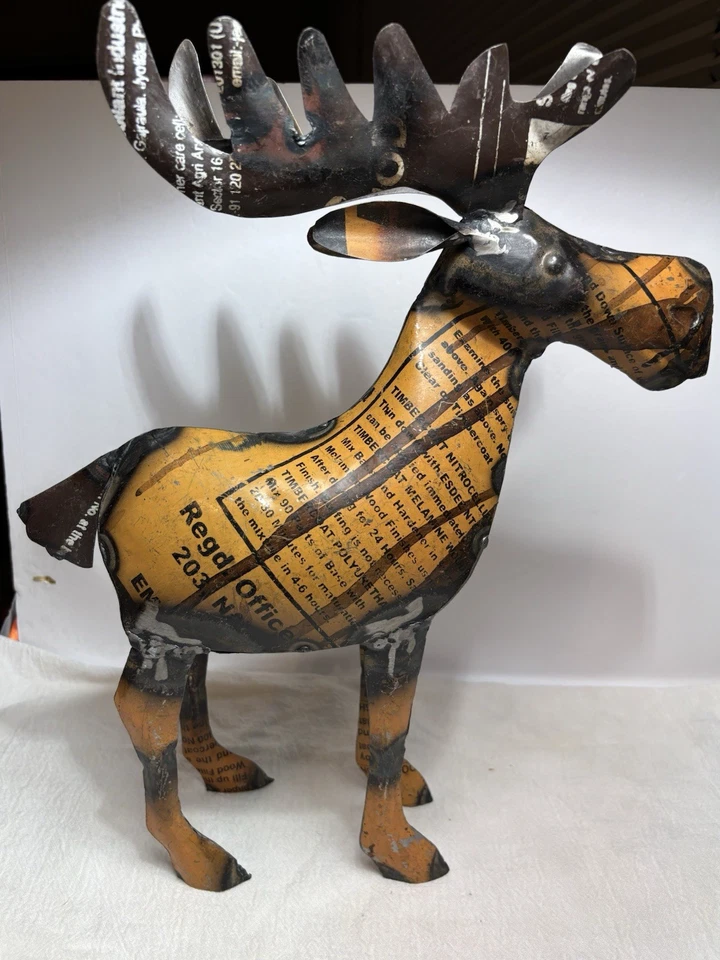 Восстановленный точечный сварной металлический лось художественный подсвечник — деревенский декор кабины - Изображение 2 из 4