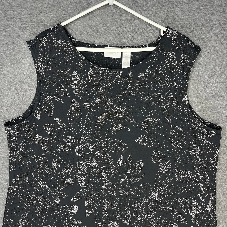 Liz Claiborne Plus Size Dress 3X Black White Floral Sleeveless Knee Length Y2K - Image 4 of 4