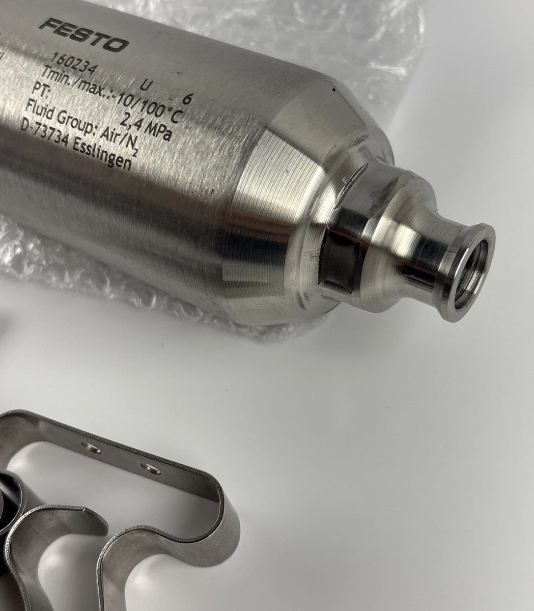 FESTO CRVZS-0.4 160234 Air Reservoir Tank 0.4L Stainless Steel OEM Open Box foto 3