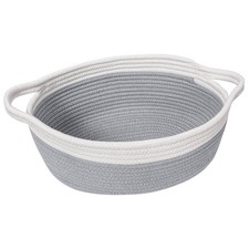 Goodpick Small Woven Storage Basket with Handles, Cotton Rope Baskets for Gi