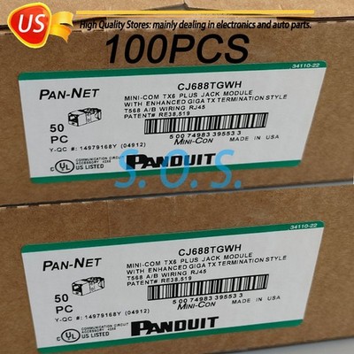 (100 JACKS) New For Panduit Category Cat 6 Jack RJ45 CJ688TGWH Color: WHITE Cat6